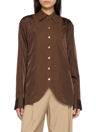 Main View - Click To Enlarge - EENK - Curved Hemline Tailored Shirt