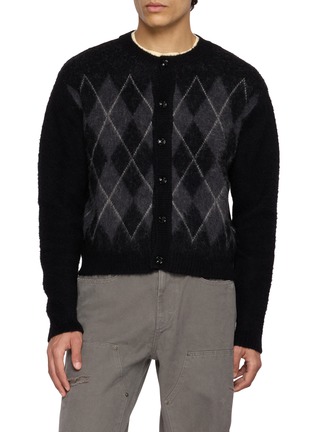 Main View - Click To Enlarge - TONYWACK - Brushed Argyle Knit Cardigan