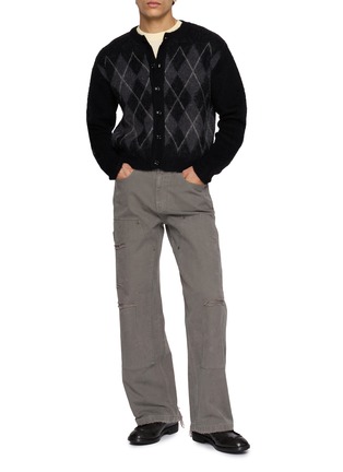 Figure View - Click To Enlarge - TONYWACK - Brushed Argyle Knit Cardigan