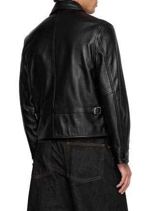 Back View - Click To Enlarge - TONYWACK - Buckle Zip Up Leather Jacket