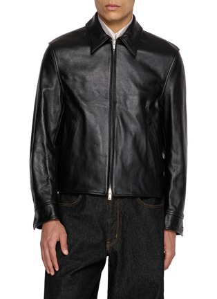 Main View - Click To Enlarge - TONYWACK - Buckle Zip Up Leather Jacket
