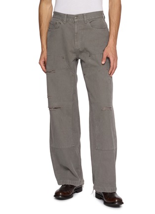 Main View - Click To Enlarge - TONYWACK - Distressed Grain Canvas Work Pants