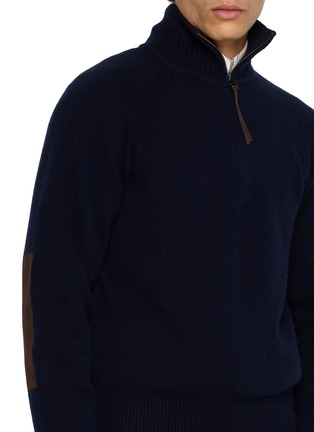  - TONYWACK - Elbow Patch Half Zip Wool Sweater