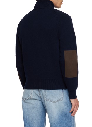 Back View - Click To Enlarge - TONYWACK - Elbow Patch Half Zip Wool Sweater