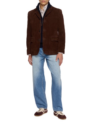 Figure View - Click To Enlarge - TONYWACK - Elbow Patch Half Zip Wool Sweater
