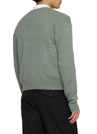 Back View - Click To Enlarge - TONYWACK - Raw Edge Neck Wool Cardigan