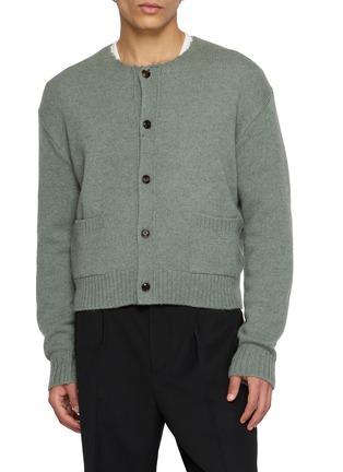 Main View - Click To Enlarge - TONYWACK - Raw Edge Neck Wool Cardigan
