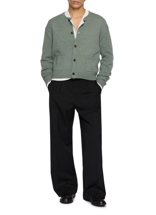 Figure View - Click To Enlarge - TONYWACK - Raw Edge Neck Wool Cardigan