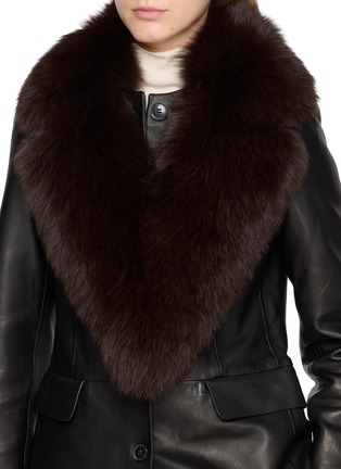 Figure View - Click To Enlarge - YVES SALOMON - Fox Fur Silk Collar Scarf