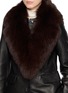Figure View - Click To Enlarge - YVES SALOMON - Fox Fur Silk Collar Scarf