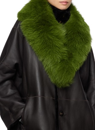 Figure View - Click To Enlarge - YVES SALOMON - Fox Fur Silk Collar Scarf