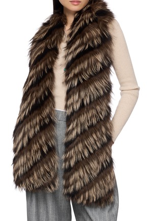 Figure View - Click To Enlarge - YVES SALOMON - Fox Fur Silk Scarf