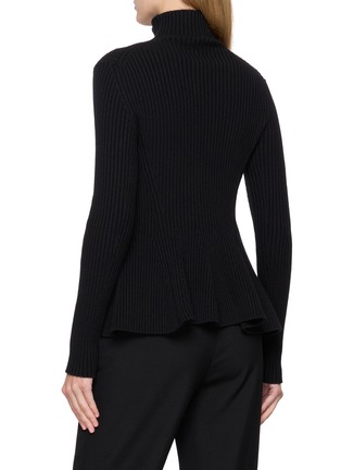 Back View - Click To Enlarge - ALAÏA - High Neck Peplim Rib Knit Cardigan