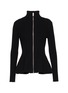 ALAÏA High Neck Peplim Rib Knit Cardigan