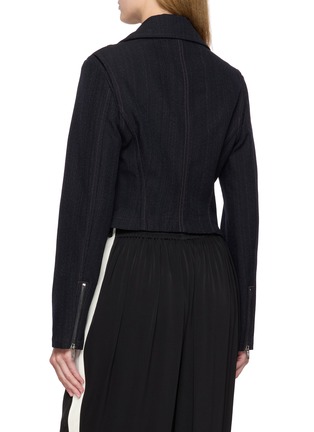 Back View - Click To Enlarge - ALAÏA - Dark Wash Denim Biker Jacket