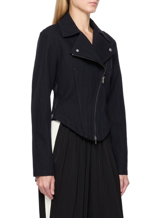Front View - Click To Enlarge - ALAÏA - Dark Wash Denim Biker Jacket