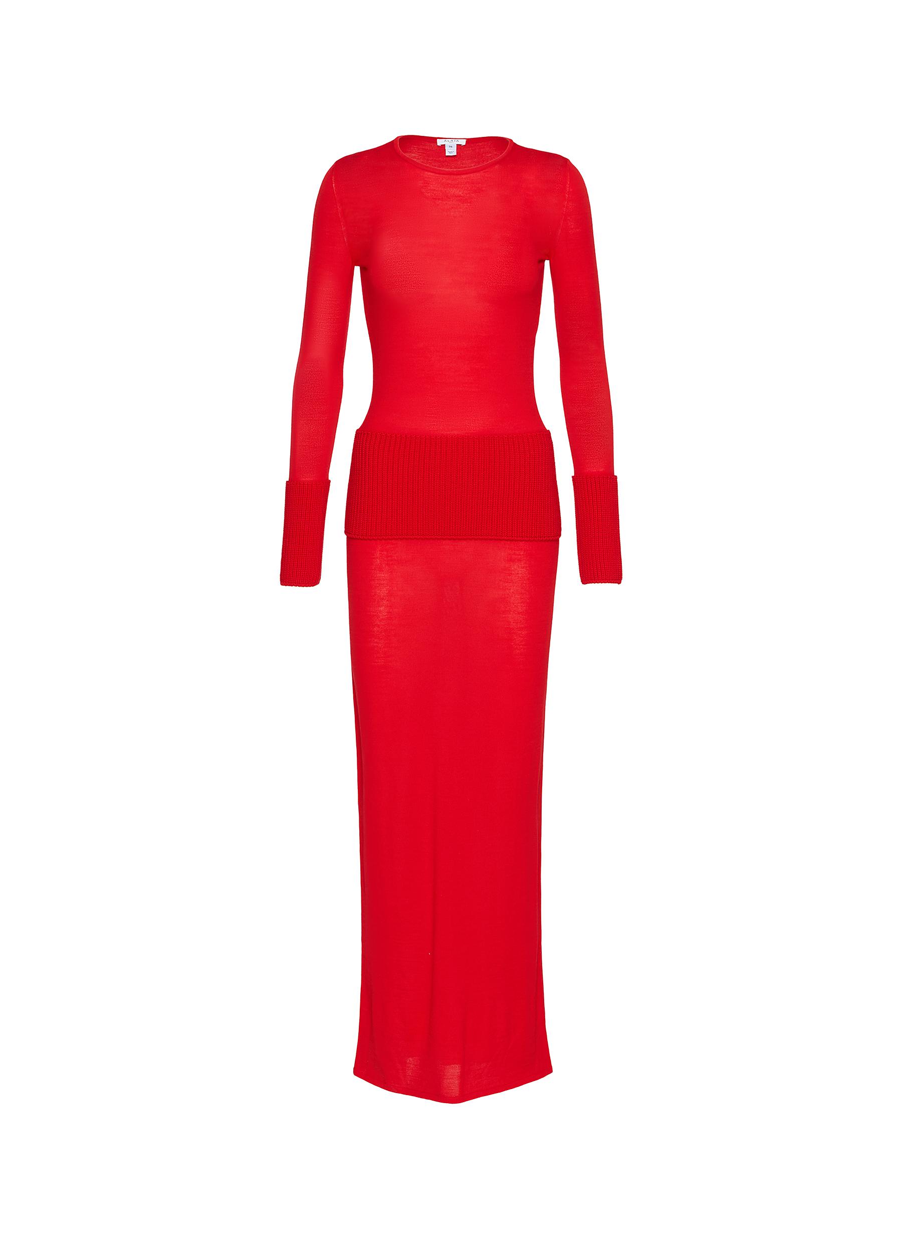 fitted bodycon maxi dress ALAÏA | Rib Knit Detail | Women Size:7T --- Chest = 26 inches/ Waist = 25 inches/ Hollow to knee = 27 inches elasticity bodycon knit gently minimalist clothing Buy Roman Brown Petite