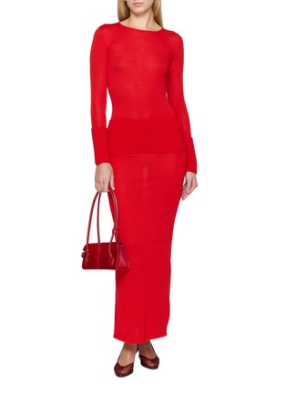 Figure View - Click To Enlarge - ALAÏA - Rib Knit Detail Bodycon Maxi Dress
