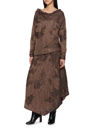 Figure View - Click To Enlarge - YA YI - Chime Steel Jacquard Long Sleeve Top