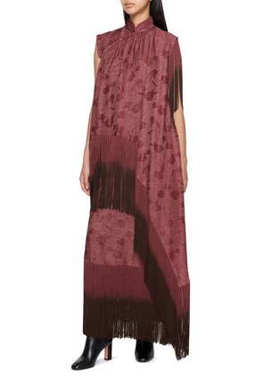 Figure View - Click To Enlarge - YA YI - Cascade Fringe Qipao Maxi Dress