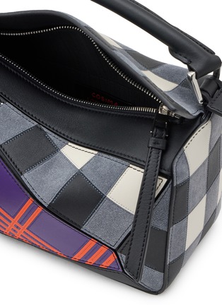 Detail View - Click To Enlarge - LOEWE - X Cosima von Bonin Small Puzzle Chequered Intarsio Calfskin Leather Bag