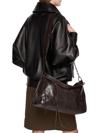 Front View - Click To Enlarge - BALENCIAGA - Medium Le City Moto Arena Leather Bag