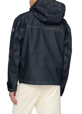 Back View - Click To Enlarge - FUSALP - Hooded Multi Pocket Dark Wash Denim Jacket