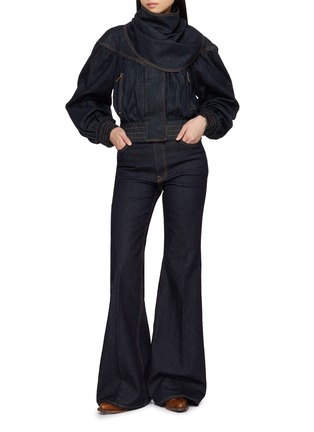 Figure View - Click To Enlarge - ZIMMERMANN - Handkerchief Dark Wash Denim Bomber Jacket