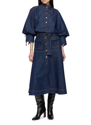 Figure View - Click To Enlarge - ZIMMERMANN - Billow Dark Wash Denim Shirt