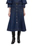 Main View - Click To Enlarge - ZIMMERMANN - Belted Dark Wash Denim Midi Skirt