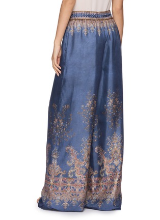 Back View - Click To Enlarge - ZIMMERMANN - Valiant Placement Print Wide Leg Silk Track Pants