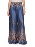 ZIMMERMANN Valiant Placement Print Wide Leg Silk Track Pants