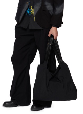 Front View - Click To Enlarge - DISCORD YOHJI YAMAMOTO - Leather Trim Patch Dot Tote Bag