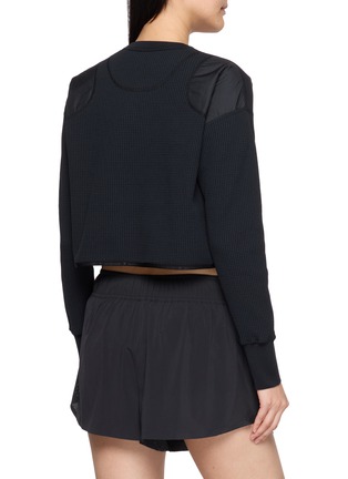 Back View - Click To Enlarge - AND WANDER - PE Waffle Cropped Long Sleeve T-Shirt