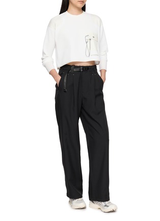 Figure View - Click To Enlarge - AND WANDER - PE Waffle Cropped Long Sleeve T-Shirt