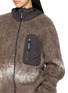  - AND WANDER - Hooded Shaggy Jacquard Knit Zip Up Jacket