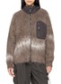 AND WANDER Hooded Shaggy Jacquard Knit Zip Up Jacket