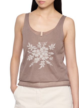  - SWAYING - Floral Jacquard Layered Knit Tank Top