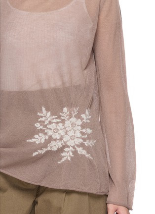 - SWAYING - Floral Jacquard Sheer Knit Top