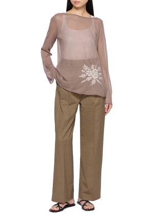 Figure View - Click To Enlarge - SWAYING - Floral Jacquard Sheer Knit Top