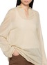  - SWAYING - Sheer V-Neck Lantern Sleeve Top