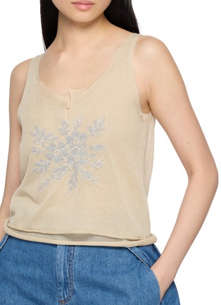  - SWAYING - Floral Jacquard Layered Knit Tank Top