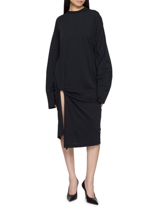 Figure View - Click To Enlarge - BALENCIAGA - Tucked In Cotton Midi Dress