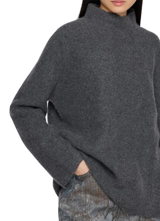  - SWAYING - Tonal Pattern High Neck  Cashmere Wool Knit Top