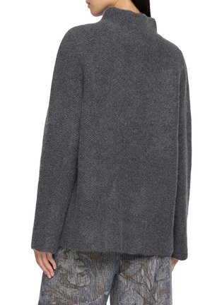 Back View - Click To Enlarge - SWAYING - Tonal Pattern High Neck  Cashmere Wool Knit Top