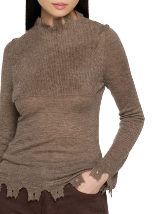  - SWAYING - Brushed Raw Edge High Neck Yak Knit Sweater