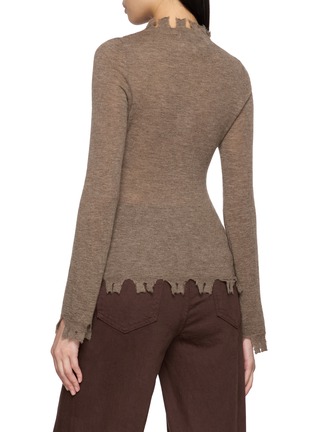 Back View - Click To Enlarge - SWAYING - Brushed Raw Edge High Neck Yak Knit Sweater