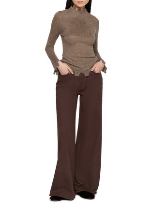 Figure View - Click To Enlarge - SWAYING - Brushed Raw Edge High Neck Yak Knit Sweater