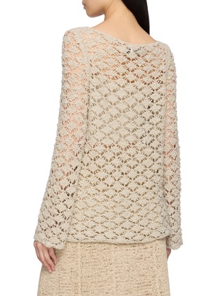 Back View - Click To Enlarge - SWAYING - Openwork Boat Neck Overlay Knit Sweater