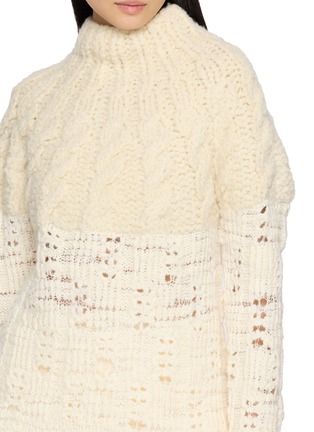  - SWAYING - High Neck  Panelled  Cable Knit Sweater